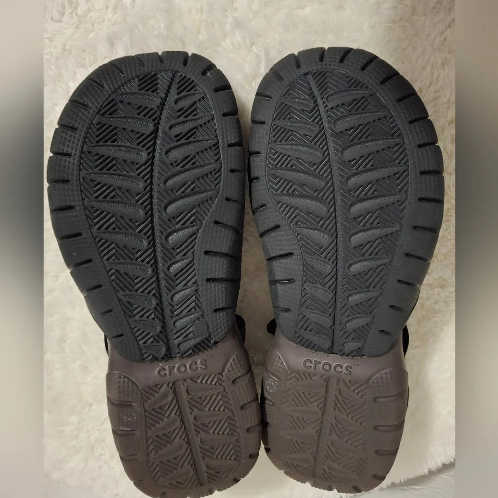 Men's Swiftwater Crocs Sandals - Brown and Black Size 12.